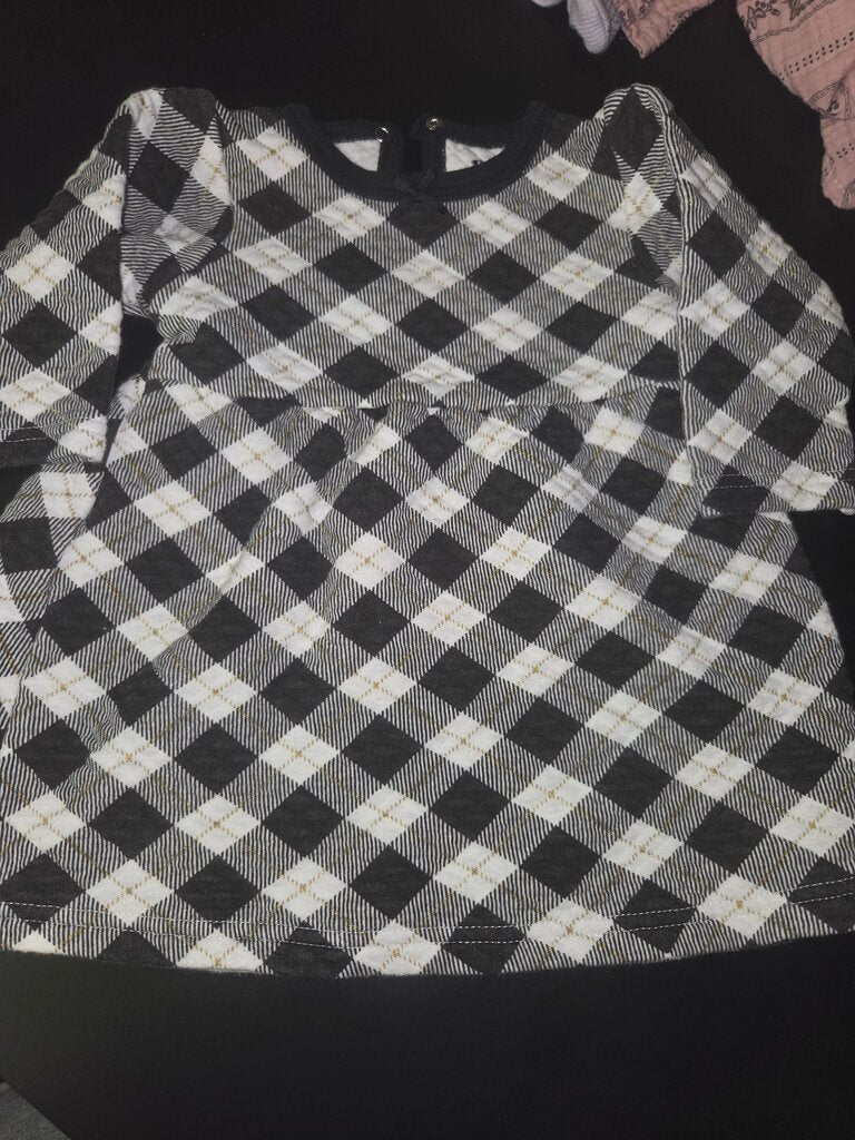 Baby Girls Black and White Checkered Dress