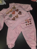 Girls' Pink Heart Print Lounge Set