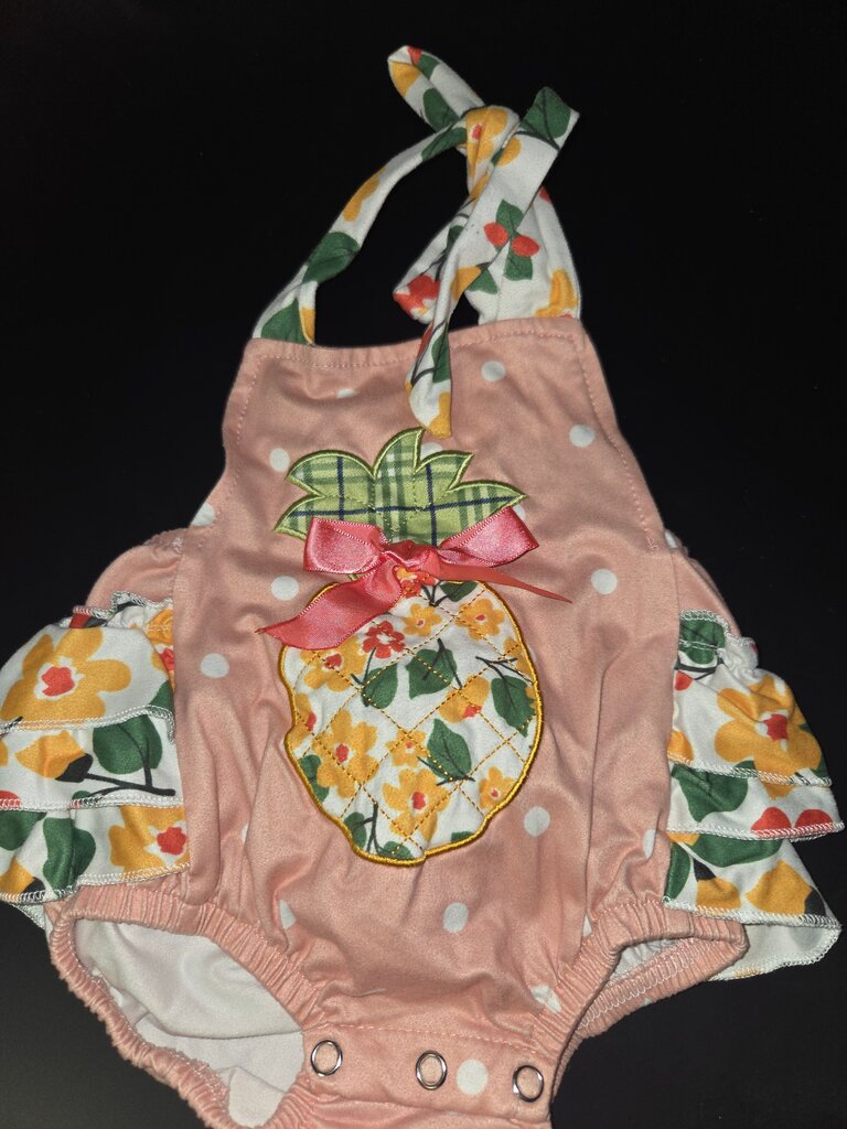 Girls Pink Pineapple Toddler Romper