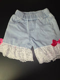 Baby Denim Shorts with Lace Trim