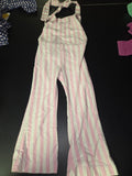 Pink and White Striped Overalls for Toddlers