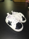 Girls' Black and White Glitter Star Sneakers