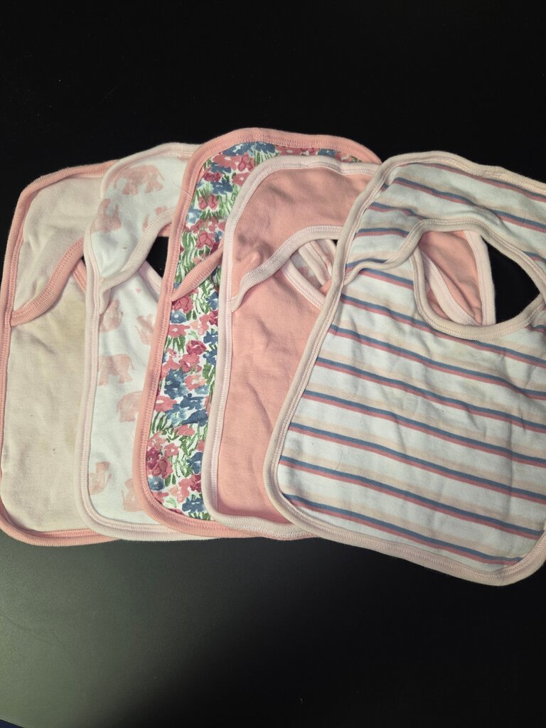 Set of 5 Baby Bibs in Pink and Floral Designs