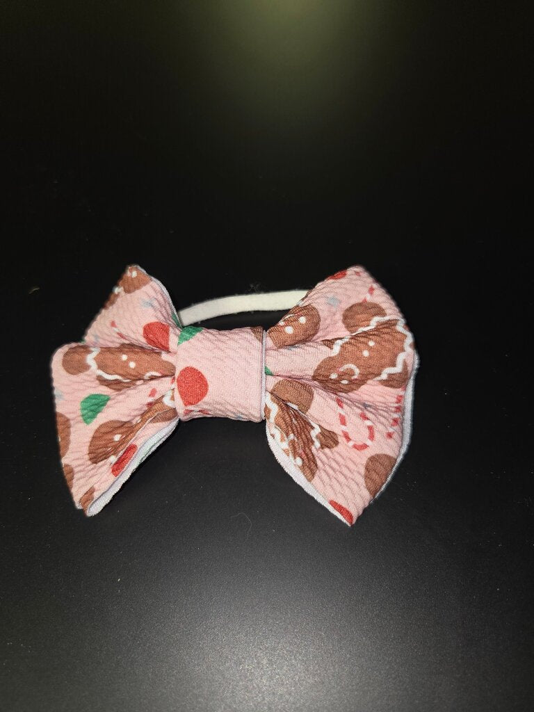 Gingerbread Pattern Hair Bow Headband