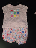 Girls Heart Print Shirt and Shorts Set