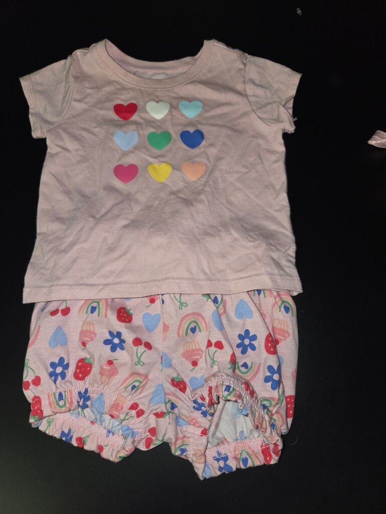 Girls Heart Print Shirt and Shorts Set