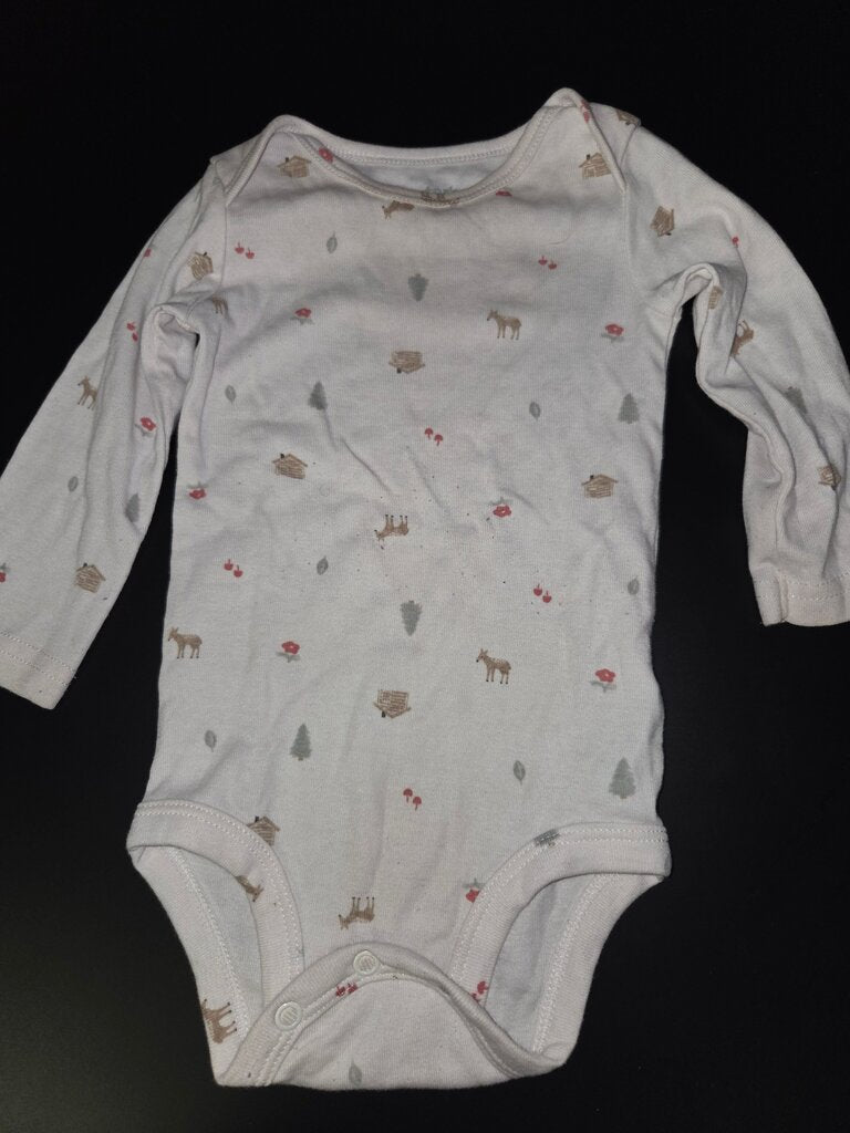 Long Sleeve Baby Bodysuit with Forest Animals