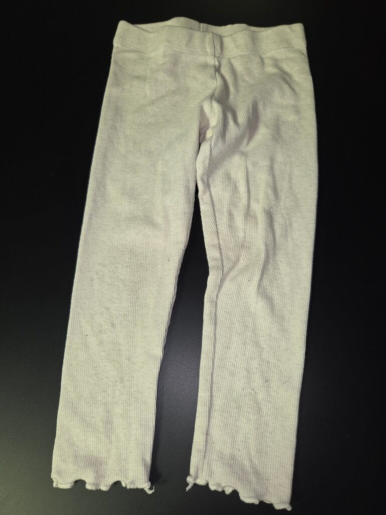 Girls White Ribbed Leggings