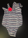 Striped Baby Romper with Red Flower
