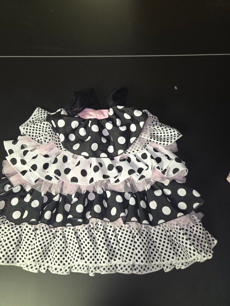 Black and White Polka Dot Ruffled Dress