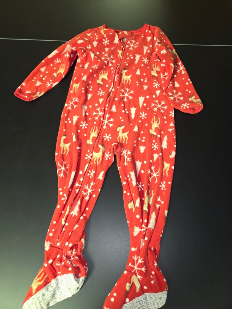 Red Holiday Pajamas with Deer and Snowflakes