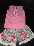 Pink Floral Top and Shorts Set