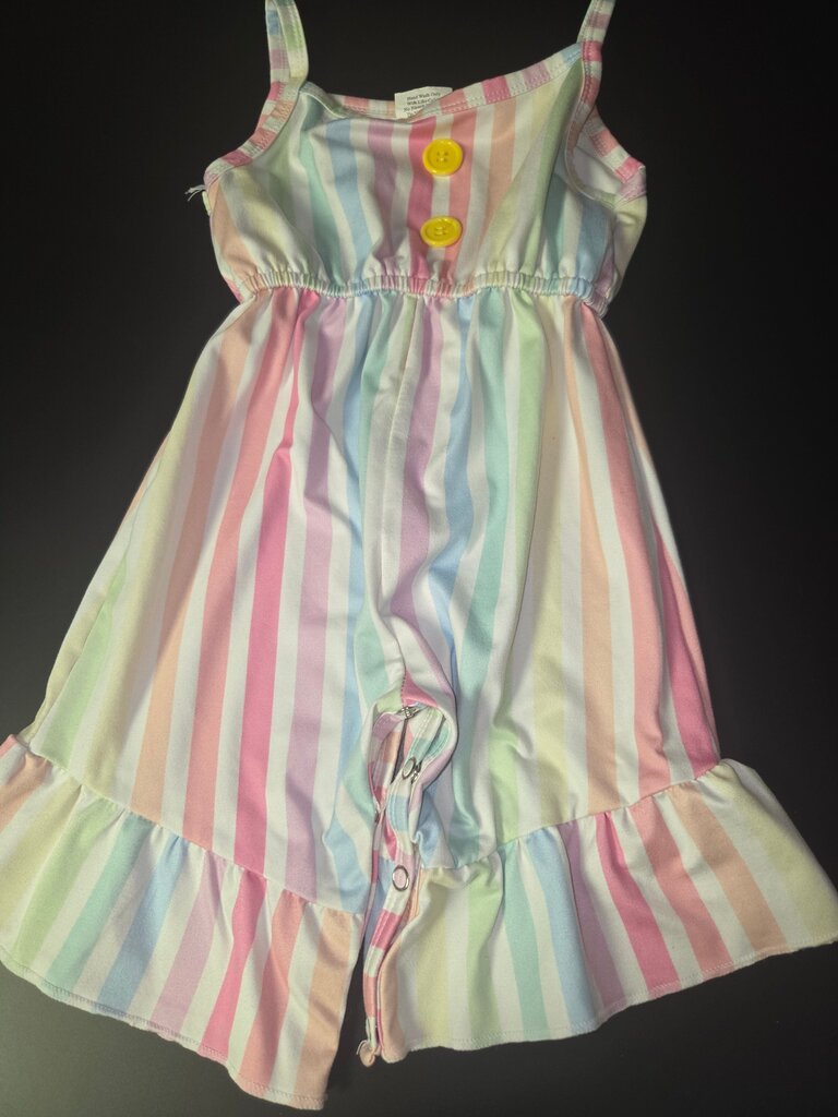 Colorful Striped Dress with Button Details