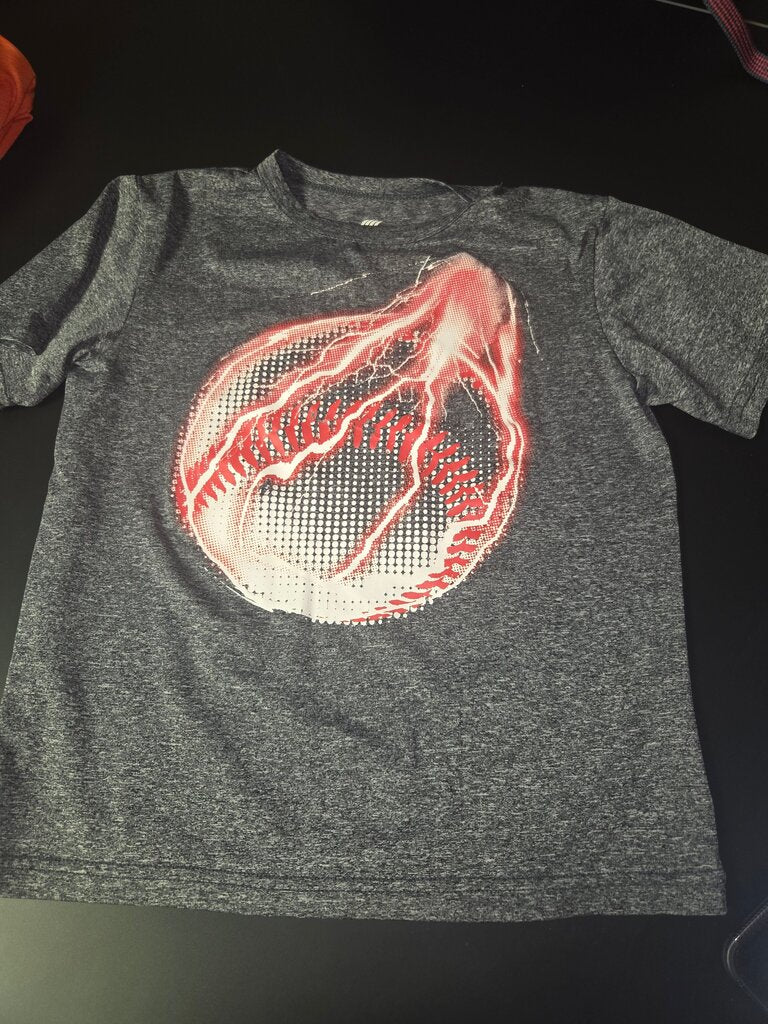 Children's Gray Graphic T-Shirt with Baseball Design