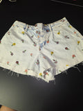 Embroidered Denim Shorts
