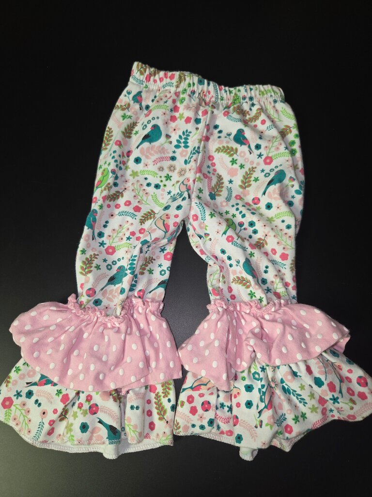 Colorful Bird and Flower Pattern Pants