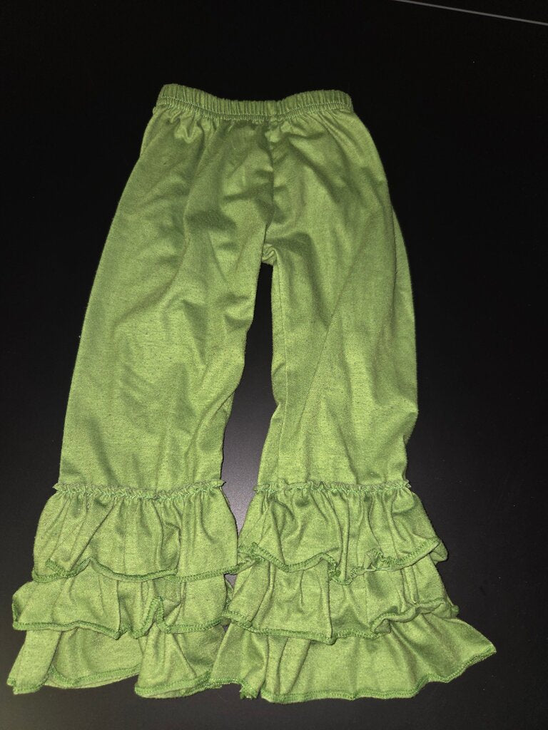 Girls Green Ruffled Pants