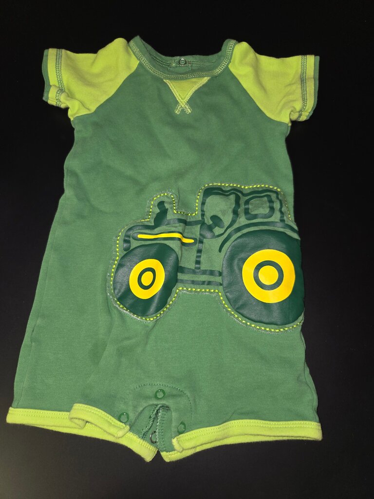 Green Tractor Graphic Baby Romper
