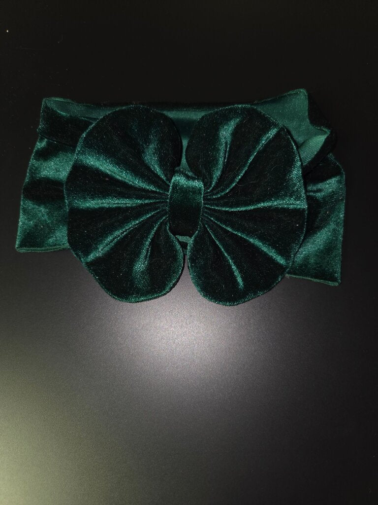 Velvet Green Bow Headband