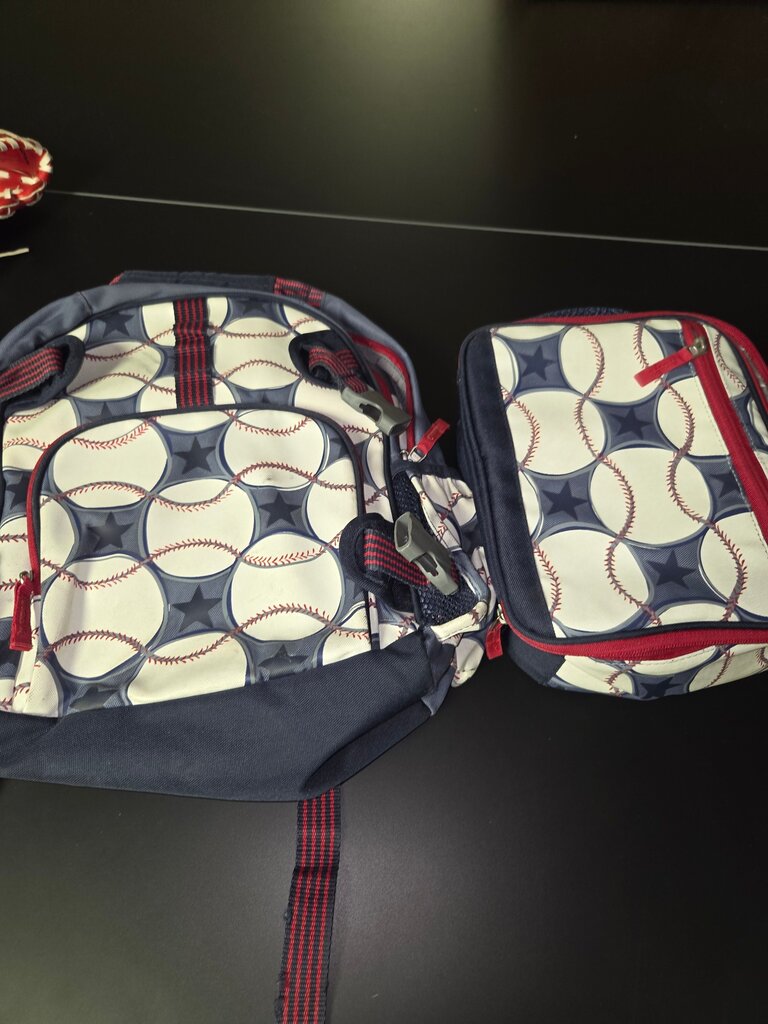Baseball Pattern Backpack Set