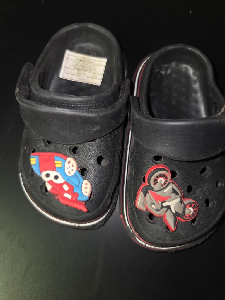 Kids' Black Crocs with Vehicle Charms